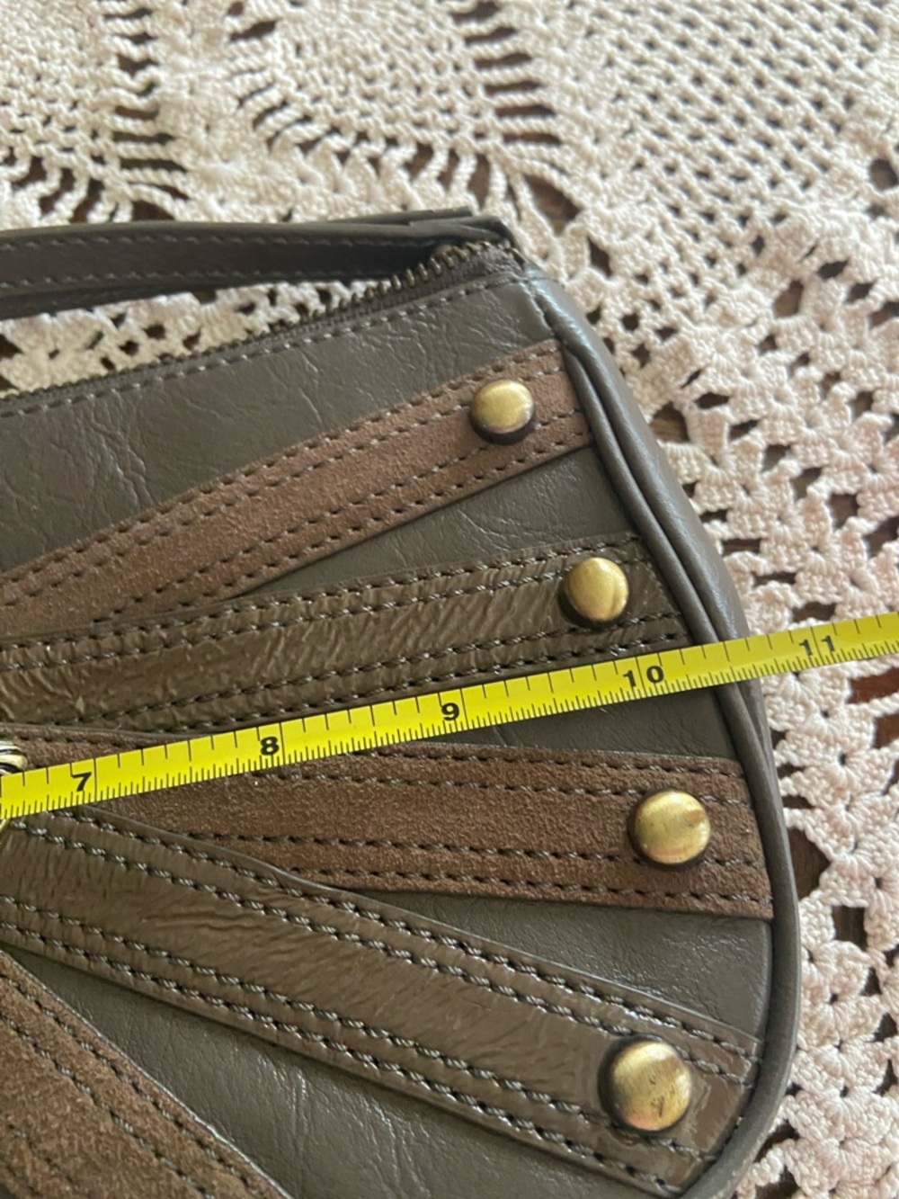 Kate Landry Brown and Taupe Decorative Crest Wristlet - Picture 5 of 6